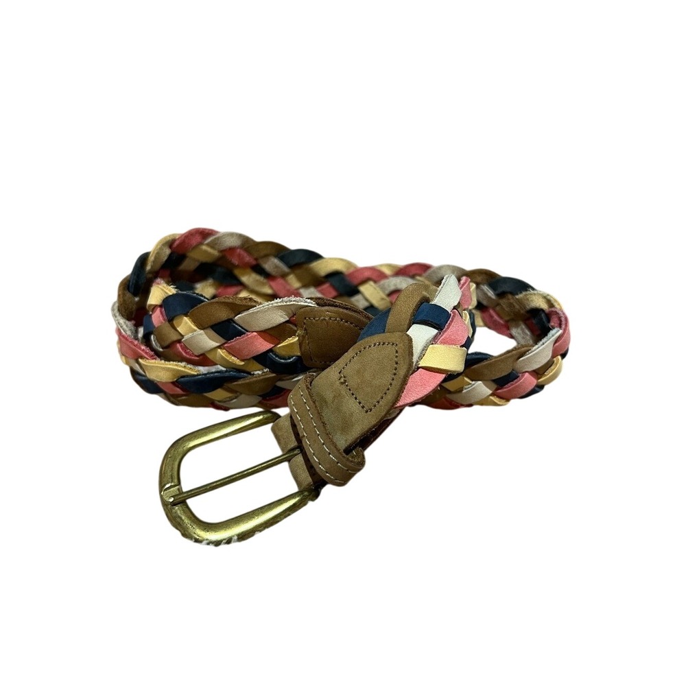 Made in USA Vintage The Limited Multi-Color Braided Leather Belt Size Large